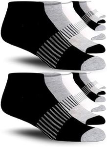 JAMES FIALLO Men's 12-Pairs Performance Low Cut Athletic Bold Striped Accents on Neutral Black White Grey Tones Sport Socks, MS09-T1