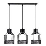 LEDSone Industrial 3 Lights Ceiling Lamp Adjustable Hanging Pendant Lights Flush Mount Ceiling Lighting Fixture E27 Base Black Bird Cage Pendant Lamp for Hallway Kitchen Dining Room Living Room, Black