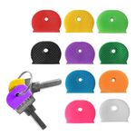 10PCS Key Cap Cover, Keys Identifiers Covers Coding Tags Marker Semicircle Silicone Sleeve for Office House Apartment Key Protector Caps 10 Assorted Colors for Standard Flat House Keys