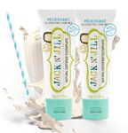 Jack N’ Jill Natural Certified Kids Toothpaste – Fluoride-Free Toddler & Baby Toothpaste with 40% Xylitol, No Sugar, Suitable from 6 Months+, Organic Milkshake Flavour, Pack of 2 (50g Each)