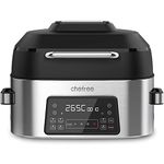 CHEFREE Health Grill and Air Fryer, 6L Large Capacity, 6-in-1 Smart XL Multicooker, Griddle, Roast, Bake & Broil and More, Smokeless, Oiless, Dishwasher Safe, Black/Grey, AFG01