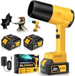 Leaf Blower Cordless, Handheld Leaf Blower with 2 X 4.0Ah Battery and Charger, 6 Speed Modes, Lightweight Blowers for Lawn Care, Patio, Yard, Dust,Blowing Leaves,Snow,Yellow