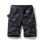 Men's Printed Cargo Shorts Fashion Multi Pocket Comfortable All-Match Outdoor Casual Five Points Shorts with Zipper Fly 28 Black