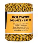 TRAE Electric Fence Polywire 656 Feet / 200 Meters, 6 Stainless Steel Strands for Reliable Conductivity and Rust Resistance, 1/16" Diameter Polywire, UV Resistant