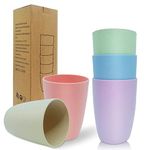 WAIZHIUA 5Pcs Reusable Plastic Cups 350ml Unbreakable Plastic Drinking Cups Tumblers Set for Children Kids Picnic Travel Camping Coffee Tea Water Beer Milk Juice (5 Colors)