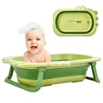 Tranquil Beauty Collapsible Baby Bath Tub - Your Portable Travel Companion for Little Ones - Convenient Folding Design for Newborns - Ideal for Home, Travel, or Outdoor Adventures - Green, 21x80x54 cm