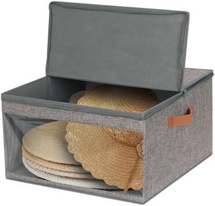 LOVSTORAGE Large Hat Storage Box for Women & Men, Stackable & Collapsible Cowboy Hat Box, Fits Large Brimmed Hat, Hat Organizer for Closet, Grey