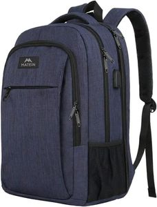 MATEIN Zaino Uomo 17.3 Pollici, Porta PC con Caricatore USB, per Computer da lavoro Grande per Viaggio Casual Zaino Notebook Università Ufficio Viaggiare, Blu