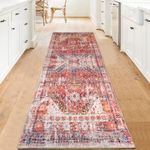 Aopota Runner Rug for Bedroom 2x6ft Non Slip Distressed Faux Wool Area Rug Runner for Hallway Washable Carpet Floor Mat for Living Room Bedroom Kitchen Laundry Room