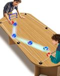 Rechargeable Tabletop Air Hockey – Elastic Rope Rebound Boundaries with Adjustable Size, 2–4 Player Indoor Hockey Game with LED Pucks, Fun Party & Gift Idea