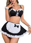 Avidlove Maid Lingeries Sexy Maid Halloween Costumes for Women 6 Pack French Maid Accessories Maid Outfit Black S