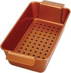 Ihanini Non-Stick Meatloaf Pan 2-Piece Healthy Meatloaf Pan Set Copper Coating With Removable Tray Drains Oven and Dishwasher Safe