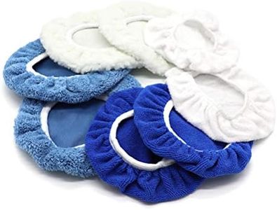 AUTDER 5 Inch & 6 Inch Car Polisher Pad Bonnet, Waxers Bonnet Set, Woollen+Cotton+Microfiber+Coral Fleece, 2 Pcs for Each, Pack of 8 Pcs