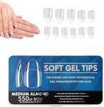 NAILWIND Gel Nail Tips, soft Gel Full Cover Nails, medium almond Clear Acrylic Nail Tips Artificial False Nails with Box Fake Nail Extension for Salons DIY Nails Art 550 pcs