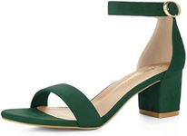 Allegra K Women's Open Toe Block Heel Ankle Strap Emerald Green Sandals - 10.5 M US