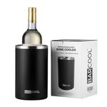Barcool Wine Cooler Sleeve | Stainless Steel Double Walled Insulated Wine Bottle Cooler for Wine & Champagne | Portable, No Ice Needed, Condensation Free Wine Chiller for Home & Outdoor Use - Black