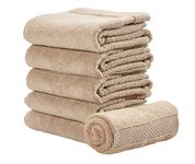 iDesign Spa Hand Towel with Hanging Loop, 100% Cotton Soft Absorbent Machine Washable Towel for Bathroom, Shower, Tub - Set of 6, Linen