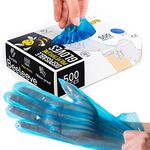 Beeleeve [3x500-Box Disposable Plastic Poly Gloves - Color Variants - Single-Use Hand Covers for Food Safe Handling, Preparation, Kitchen, Cooking, Waterproof, Bulk, 1500 Pcs (h - Blue (Pack of 3))