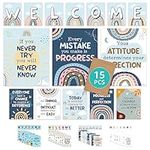 15 Boho Classroom Decor - Welcome Posters for Classroom Posters High School, Welcome Poster for Classroom, Boho Rainbow Classroom Decor for Teachers, Classroom Welcome Sign for Classroom Decor Boho