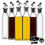 YEBODA 8oz Clear Glass Olive Oil Dispenser Bottles, and Vinegar Cruet Bottle Includes Pourers, Funnel Labels, Cooking Container for Kitchen 6 Pack