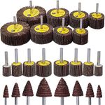 Abrasive Flap Wheel Sander,24 Pack 80 Grit 1/4" Shank Diameter Cone Shape Abrasive Sandpaper Flap Sanding Wheel, for Remove Rust/Weld Burr/Grinding