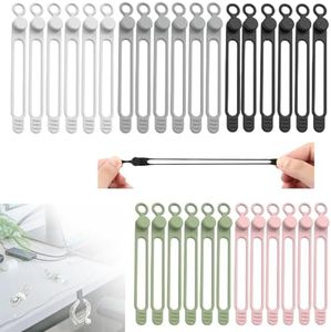 Silicone Cable Ties, 2024 New Data Cable Organizer Silicone Cable Ties Reusable Cable Management Organizer Multipurpose Cable Management for Travel/Portable/Office/Home Desk (Multicolor, 30 Pcs)