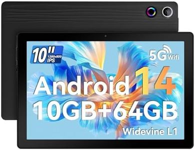Ainmel 10 inch Tablet, Tablets Android 14 8GB RAM 64GB ROM,1TB TF Card Expand, 1280 * 800 Full HD Tablet with Octa-Core Processor, 5000mAh Battery, 8MP & 5MP Dual Camera Face ID (Black)