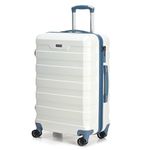 RMW Suitcase Large Medium Cabin Size | Hard Shell | Lightweight | 4 Dual Spinner Wheels | Trolley Luggage Suitcase | Hold Check in Luggage | TSA Combination Lock (White, Large 28")
