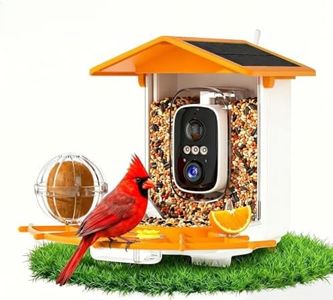 Bird Feeder with Camera,AI Identify Birds Species,2K HD Day/Night Live Stream,Solar Powered 5200mAh Battery,1.8L Hopper, Auto Record Videos, Instant Notifications,Ideal Gift for Bird Lovers (Orange)