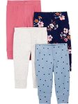 Simple Joys by Carter's Girls' 4-Pack Pant, Pink/Blue, Floral, 12 Months