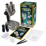 NATIONAL GEOGRAPHIC Dual LED Kids Microscope - 50+ pc Science Kit with 10 Prepared Slides & 10 DIY Blank Slides, Biology Experiment Activity, Microscope Kit for Kids 8-12