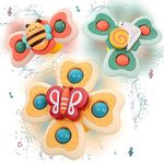 Wembley Suction Spinner Toy for Baby Bath Toys for Kids | Fidget Spinner Spinning Sensory Toddler Water Toy Sticks to Car Window Table High Chair Flight Travel Toy| Birthday Return Gift for Kids 3 Pcs