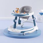 R for Rabbit Little Feet Plus Baby Walker Cum Rocker 3 Level Height Adjustment and 4 Level Seat Adjustment for Baby 6-18 Months with Recreational Toy Bar - 6 Month Warranty (Blue)