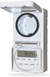 NOVKIT Digitale Zeitschaltuhr Steckdose für den Außenbereich mit 8 sekundengenaue Programme und einbruchsicheren Zufallsschaltung(230V / 16A / 3680W)