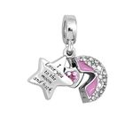 KunBead Pink I Love You to the Moon and Back Openable Star Heart Dangle Birthday Charms Compatible with Pandora Bracelet for Women