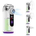 Fitconn Nebulizer, Portable Nebulizer Machine for Adults and Kids, Handheld Mesh Nebulizer with Self-Cleaning and Timing Function, USB Rechargeable Inhaler for Home Office Travel -Purple
