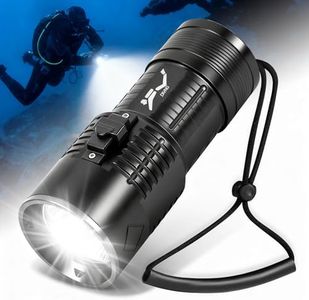 Yeesingsen D026 Dive Light, 2000 Lumens, 6 Degrees Narrow Beam Angle, Push Type Magnetic Switch, 2 Lighting Modes, with Battery Indicator, for Underwater 200 Meters Diving