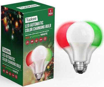 Tupkee LED Automatic Color Changing Bulb - Automatically Cycles Between Red/Green/White Every 5 Seconds – A19, E26, 2-Watt Christmas Porch LED Light Bulb Holiday Decoration