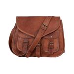 KPL 14 Inch Leather Purse Women Shoulder Bag Crossbody Satchel Ladies Tote Travel Purse Genuine Leather (Tan Brown)