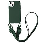 CQUUKOI Compatible with iPhone 6 Plus/7 Plus/8 Plus,Crossbody Phone Case with Lanyard Cute Soft Silicone Case with Adjustable Shoulder Strap Shockproof Protector Compatible with Women Girls Dark Green