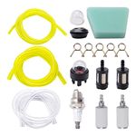 VooGenzek 12 PCS Fuel Line Mower Fitting Kit, 30cm Fuel Hose, Petrol Filter, Primer Bulbs, Spark Plug Strimmer, Fuel Tank Seal Grommet, for Mower Strimmer Chainsaw Blower