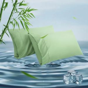 King Pillowcases, Cooling Viscose from Bamboo Pillow Covers with Envelope Closure, Soft Moisture-Wicking for Hot Sleepers, Hair and Skin-Friendly, Green, 2 Pack