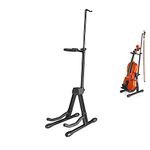 Eastar Violin Stand Viola Stand with Bows Hook Holder Portable Adjustable, Electric Guitar Stand, for Bass/Ukulele/Mandolin/Banjo,Easy to Install and Sturdy,Black EST-006