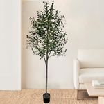 180cm Olive Tree Artificial,Tall Artificial Plants Indoor,Artificial Trees Outdoors with Basin Floor,Lush Plastic Fake Leaves Fake Tree Gains for Home Decor,Office(6FT Artificial Tree)