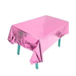 Party Decorz Assorted Colorful Foil Tablecloths | Disposable Plastic | Rectangular Birthday Tablecloths | Waterproof Tablecloths | Picnic Supplies for Birthday Wedding Party Decoration (Pink)