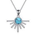 KQF Turquoise Necklace for Women Sterling Silver Sun Necklace Turquoise Jewellery Gifts for Women Girls