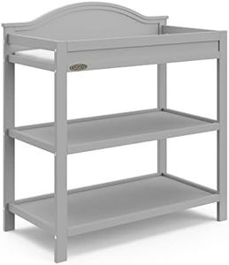 Graco Clara Changing Table (Pebble Gray) - GREENGUARD Gold Ceritifed, Includes Bonus Water-Resistant Changing Table Pad with Safety Strap, 2 Open Shelves