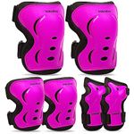 Inkidio Knee Pads for Kids Protective Gear Set with Knee Pads Elbow Pads and Wrist Guards Ideal for Girls Boys Skating Skateboard Scooter Bike (Small, Pink)