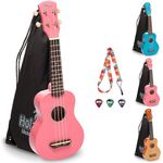 Miloll Premium Ukulele for Beginners – Quality Maple Body with Aquila Super Nylgut Strings – Complete Set with Accessories(Pink)