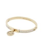 Michael Kors Stainless Steel and Pavé Crystal MK Logo Bangle Bracelet for Women, Color: Gold (Model: MKJ5976710)